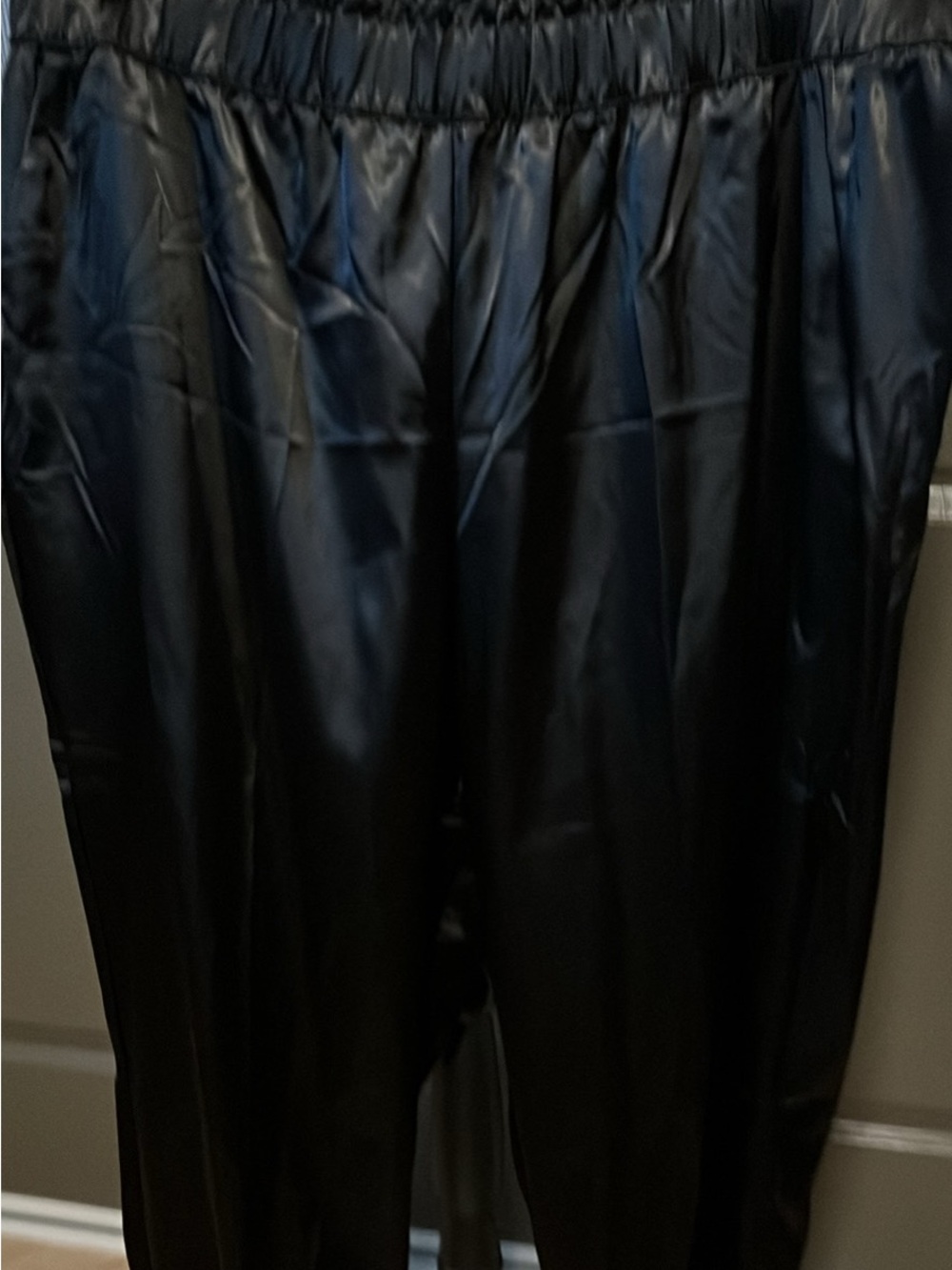 Lane Bryant Shiny Black Satin Joggers